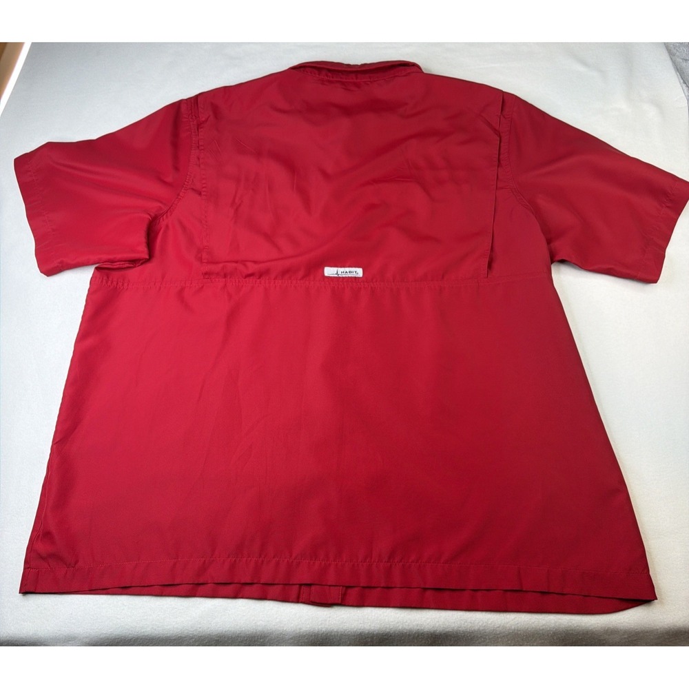 Habit Men's Fishing Shirt 2XL Brick Red Short Sleeve Vented UPF 40 Button Up - Picture 2 of 10